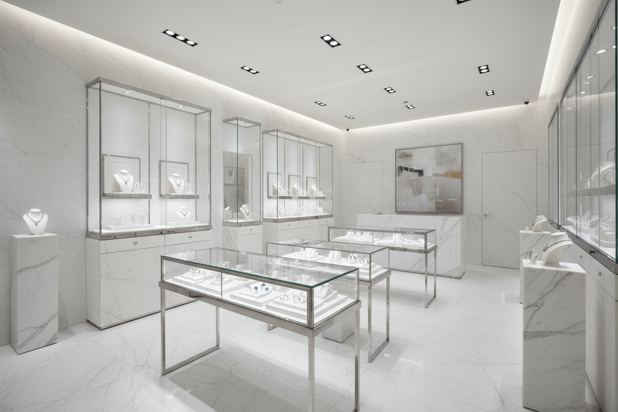 white luxury jewelery showroom